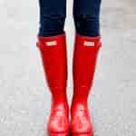 red glossy hunter boots