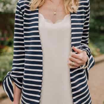 Pearls & Stripes: Transitional Look