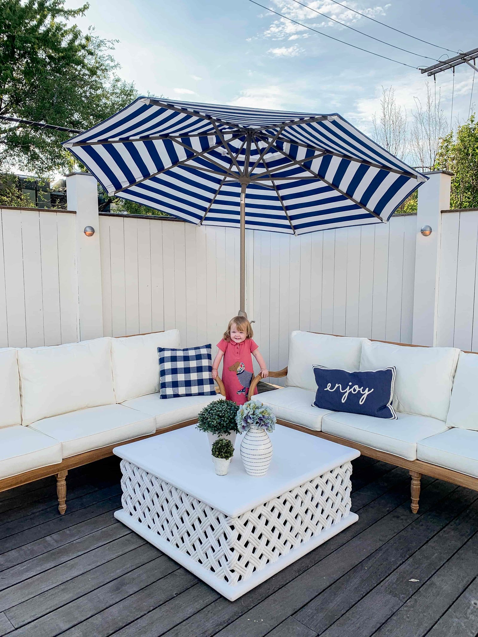 white and blue outdoor area