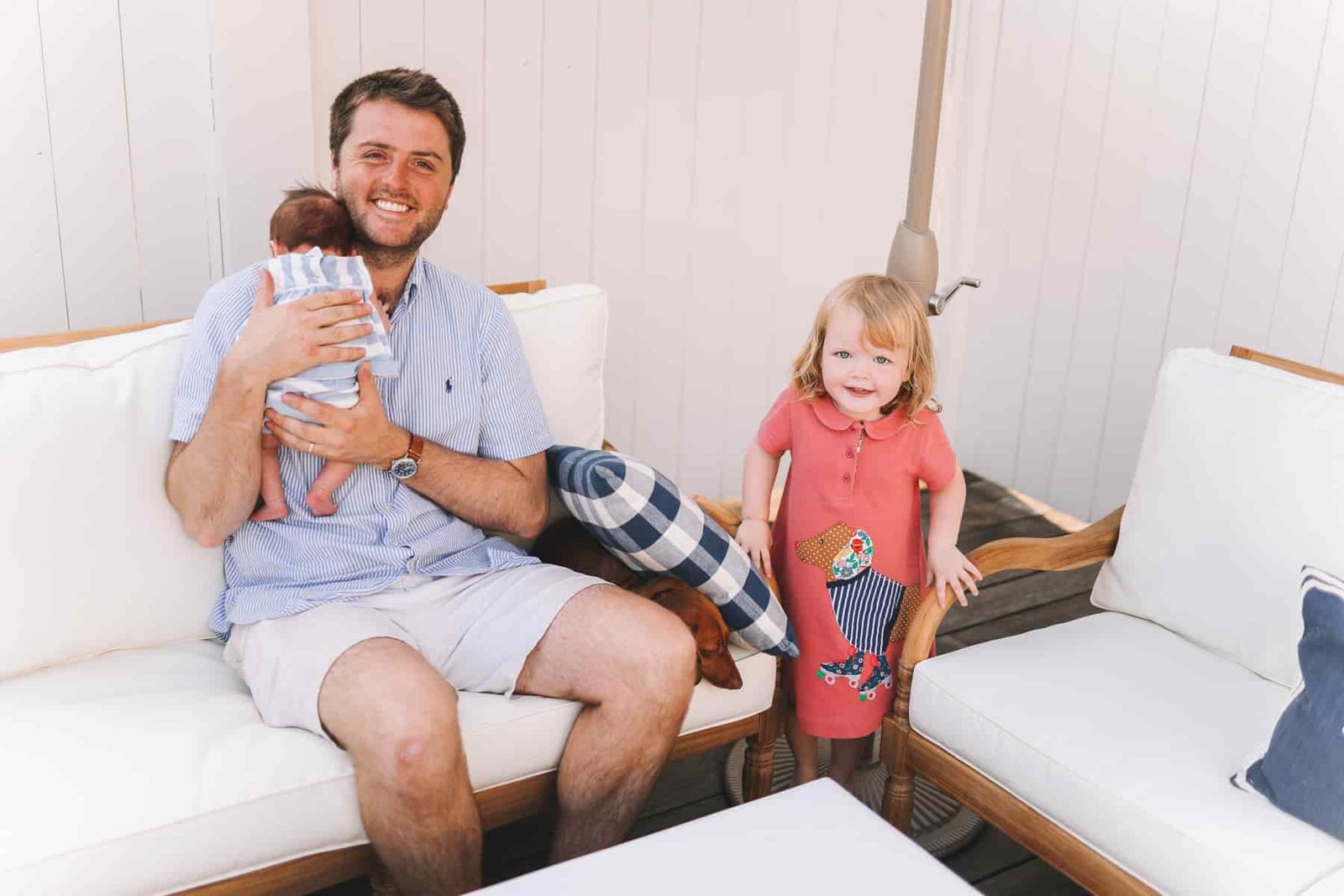 happy father with his daughters