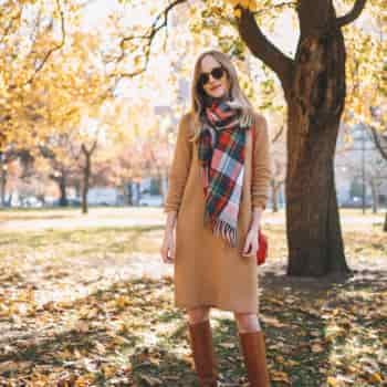 $34.50 Camel Sweater Dress + 50% Off Favorite Scarf + Riding Boots